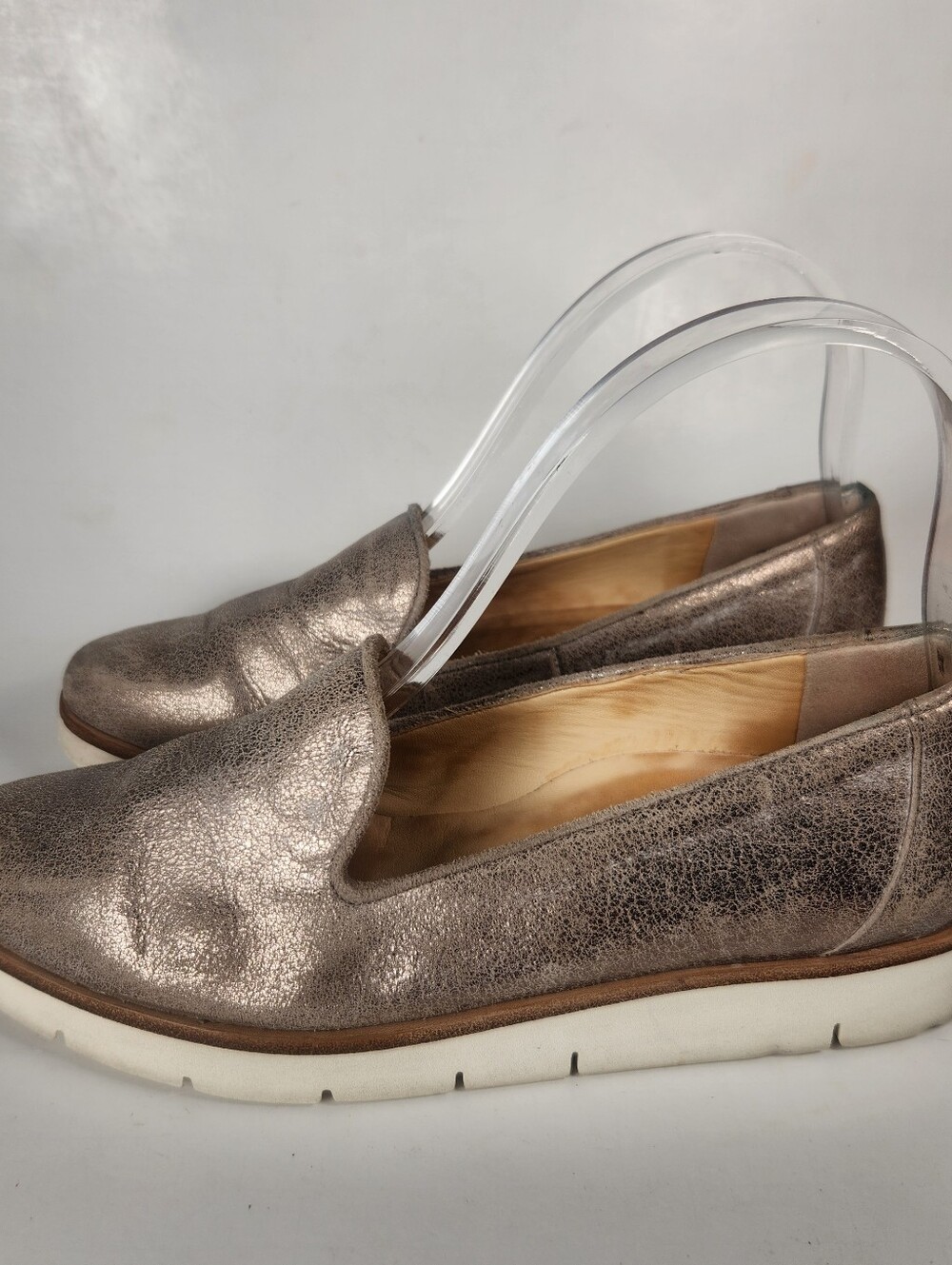 PAUL GREEN Women's Winslow Loafer Size 5.5 Rose Gold Metallic Leather Shoe